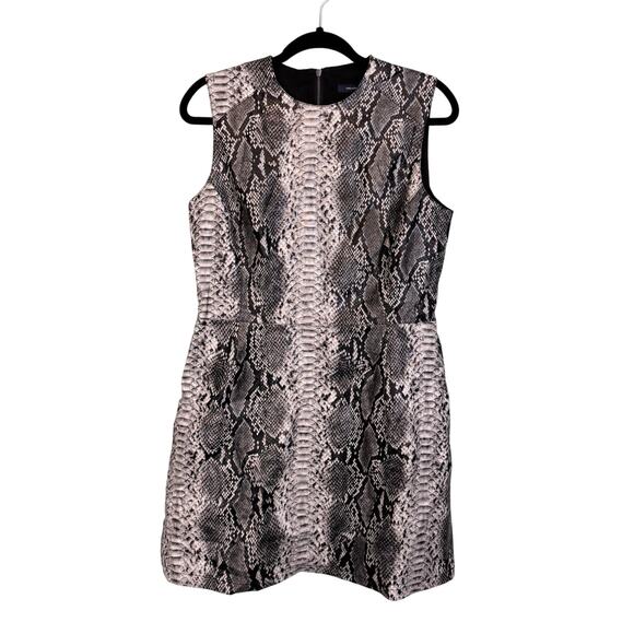 French Connection Mini Dress Womens 10 Gray Snakeskin Animal Print Sleeveless - Picture 1 of 7